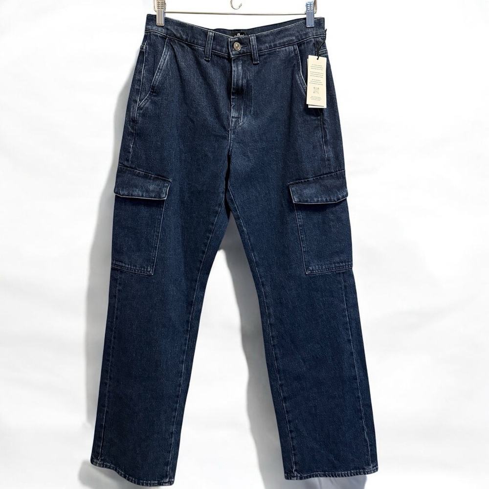 7 For All Mankind Cargo Tess undercover Dark Wash Wide‎ Leg jeans Size 28 NWT